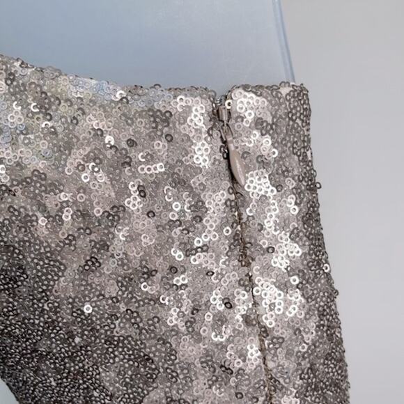 DRESS THE POPULATION Bella Ice Pink Gold Sequin One Shoulder Gown Womens Size XS - Picture 7 of 16